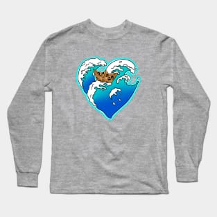 Paper boat in the ocean Long Sleeve T-Shirt